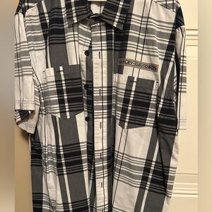 Harley-Davidson Men's Black and White Striped Shirt